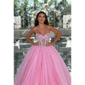 Couture & Ornate Off-Shoudler Sleeveless A-line Tulle Ball Gown Party Prom Dress