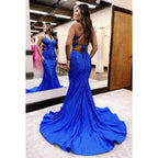 Couture & Ornate Spaghetti Straps V-neck Mermaid Formal Party Prom Dress