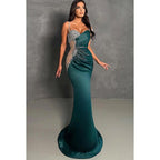 Couture & Ornate Spaghetti Straps V neck Trumpet Evening Prom Dress