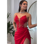 Couture & Ornate Trumpet/Mermaid V-Neck Sleeveless Slit Evening Party Prom Dress