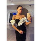 Couture & Simple Off-Shoulder Cap Sleeves Sheath Formal Party Prom Dress