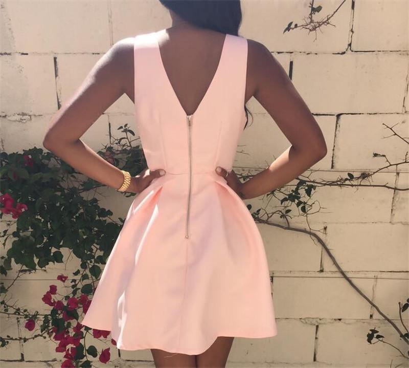 Custom Made V Neck Short Prom Dress Pink V Neck Homecoming Dress