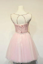 Cute A-line Round Neck Tulle Short Prom Dress Homecoming Dresses