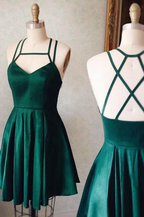 Cute A-line Short Satin Homecoming Dress Party Dress