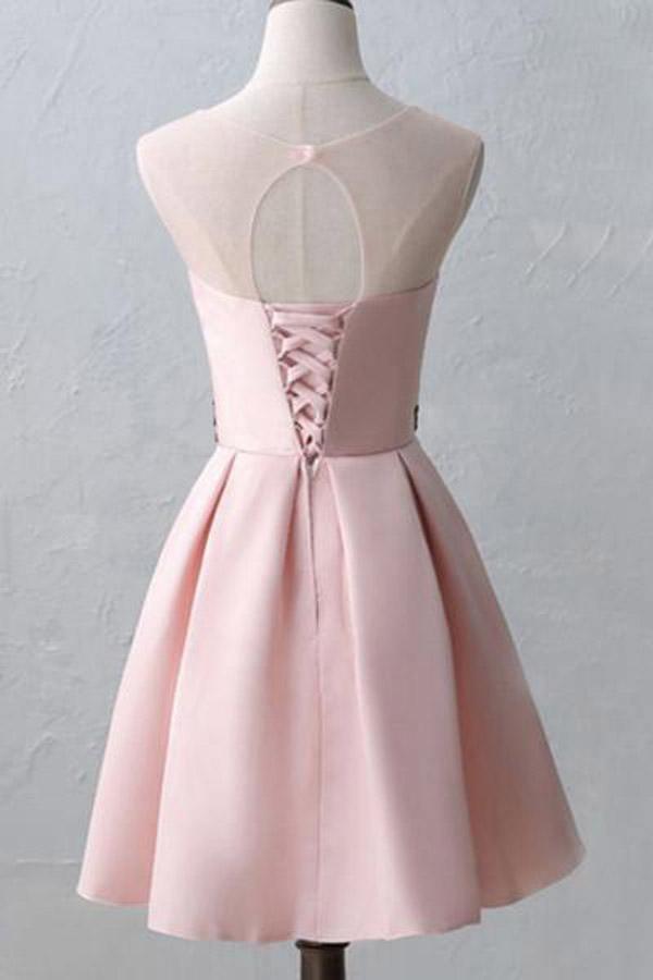 Cute Illusion Scoop Short Homecoming Dresses