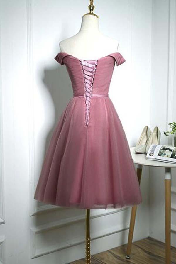 Cute Off Shoulder Sweetheart Tulle Homecoming Dress Party Dress