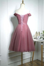 Cute Off Shoulder Sweetheart Tulle Homecoming Dress Party Dress