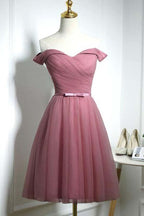 Cute Off Shoulder Sweetheart Tulle Homecoming Dress Party Dress