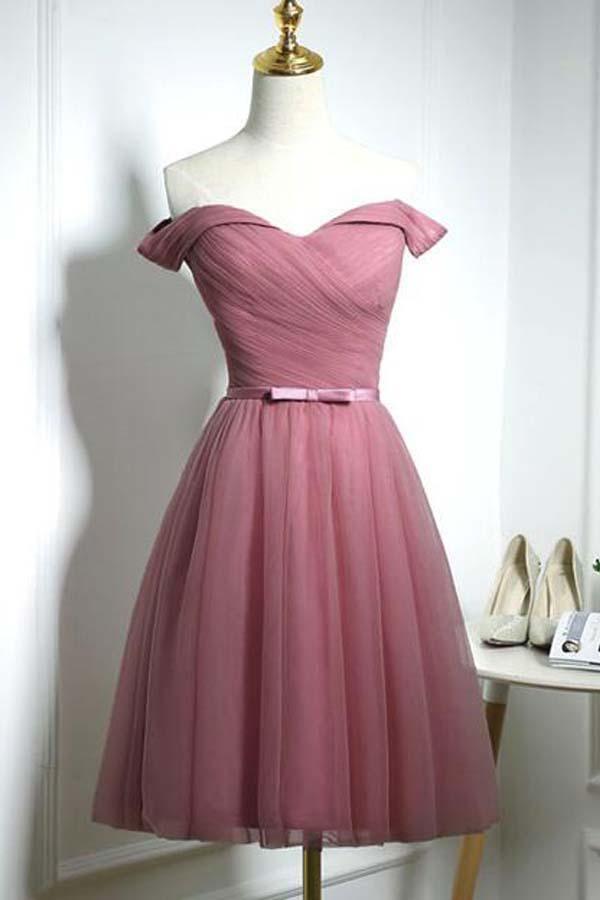 Cute Off Shoulder Sweetheart Tulle Homecoming Dress Party Dress