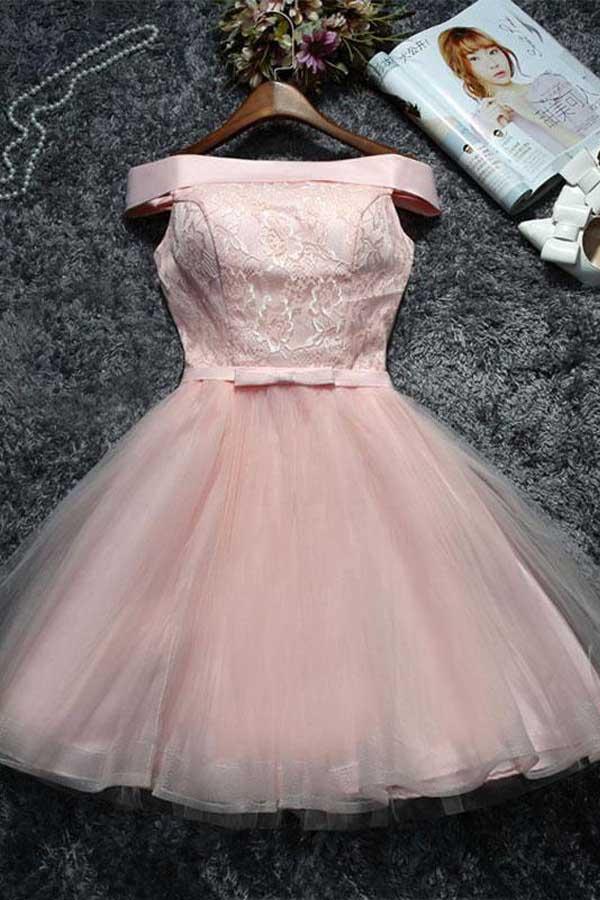 Cute Lace Tulle Short Prom Dress Homecoming Dress