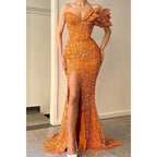 Sexy V-neck Sequins High Split Sparkly Prom Dress