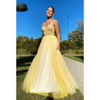 Sweetheart Spaghetti Straps Polka Dot Tulle A-Line Prom Dress