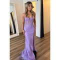 Elegant & Luxurious Spaghetti Straps Side Slit Mermiad Backless Applique Prom Dress