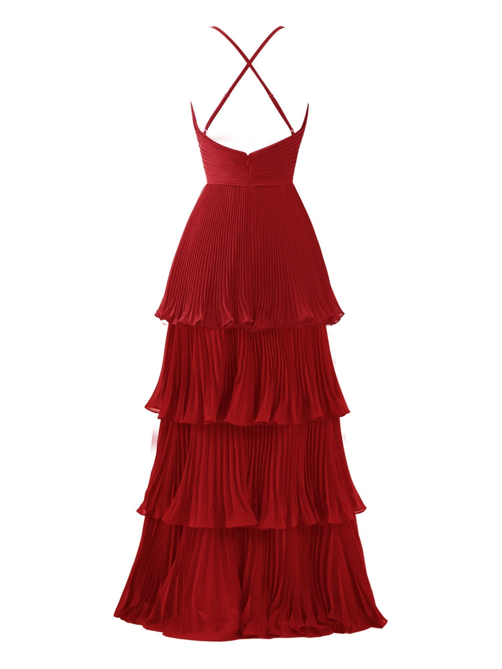 A-Line Tiered Floor Length Chiffon Bridesmaid Dress