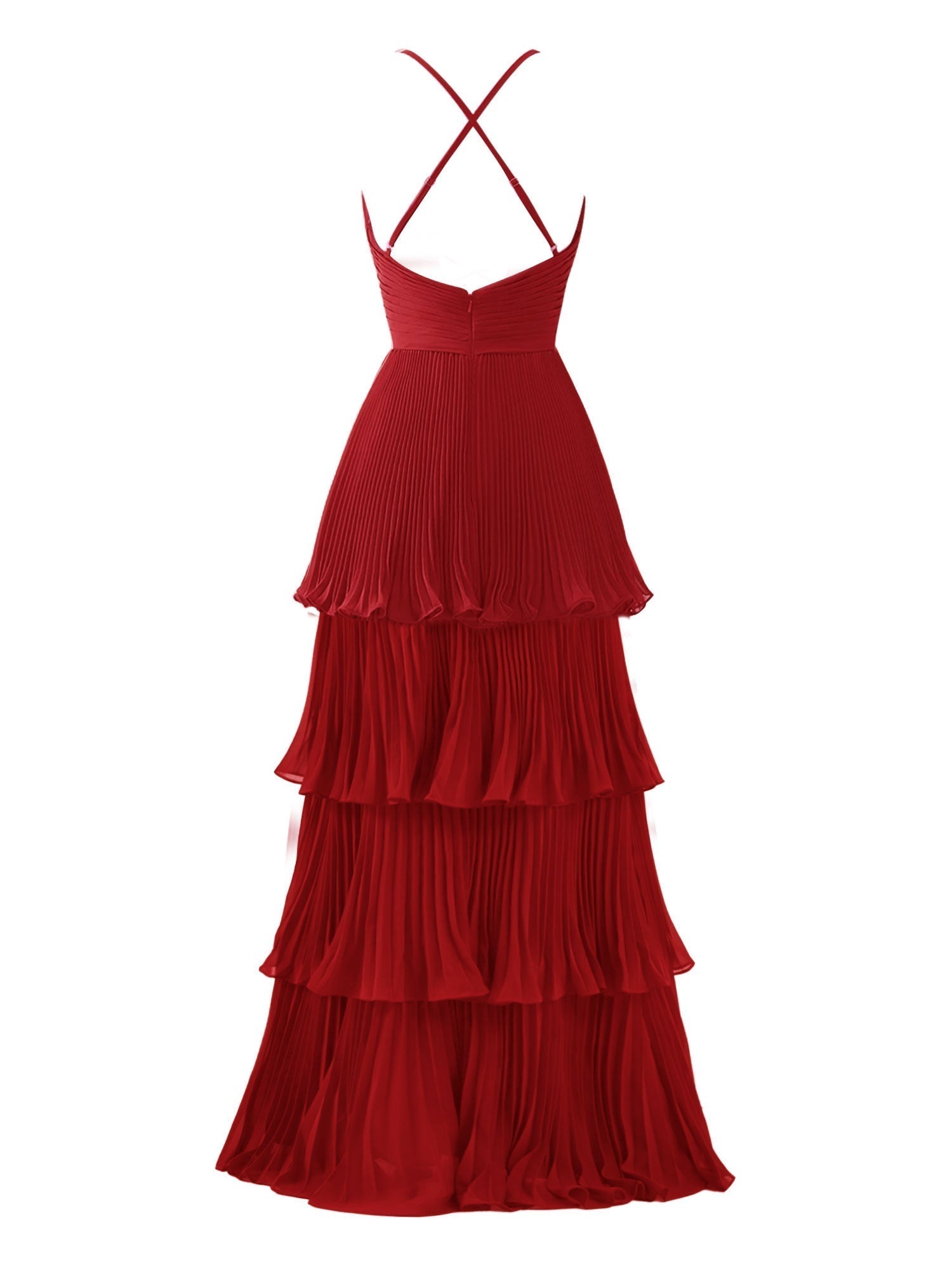 A-Line Tiered Floor Length Chiffon Bridesmaid Dress