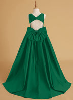 Ball-Gown/Princess Satin Sweep Train Flower Girl Dress