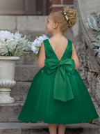 Sleeveless Lace Tulle Knee Length Flower Girl Dress