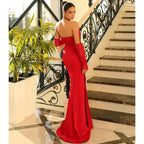 Sheath/column Lace Appliques Long Formal Evening Dress with Slit