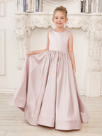 A-line Lace Satin Floor-length Flower Girl Dress