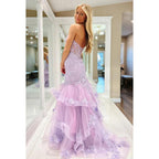 Glamorous & Dramatic Off-Shoulder Sleeveless Mermaid Applique Party Prom Dress