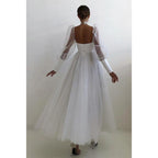 Plunging V-neck Long Sleeves Formal Party Dress Sweet