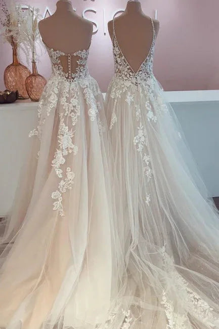 Designer Elegant A-Line Sweetheart Wedding Dresses With Lace