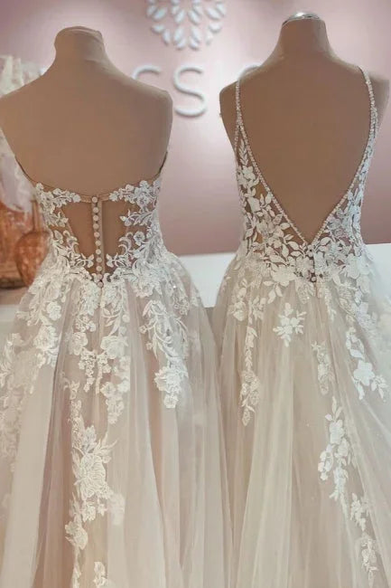 Designer Elegant A-Line Sweetheart Wedding Dresses With Lace