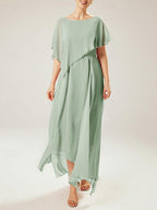 Sheath/Column Scoop Short Sleeves Mother of the Bride Dresses with Tassel