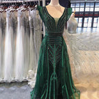 Dubai Navy Blue Deep-V Sexy Evening Dresses Sleeveless Crystal Luxury Mermaid Evening Gowns Design Serene Hill LA70198
