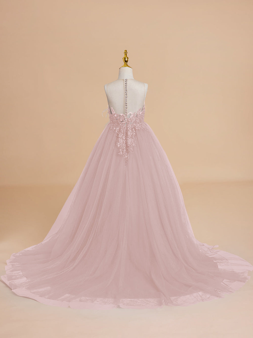 Ball-Gown/Princess Tulle Sweep Train Flower Girl Dress