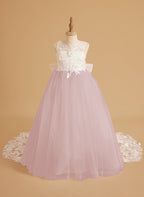 Dream Princess Sleeveless Lace and Tulle with Beading Flower Girl Dress