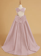 Ball-Gown/Princess Satin Sweep Train Flower Girl Dress