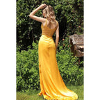 V-Neck Sequined Beaded Sheath Long Prom Evening Gown With Slit
