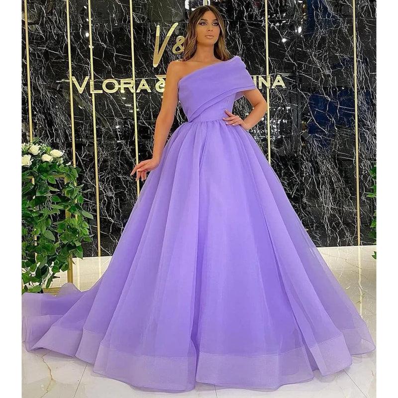 Unique One Shoulder High Split Long Prom Formal Evening Dress
