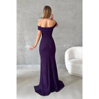 Sheath/column Glitter Off-shoulder Side Split Long Prom Formal Dress