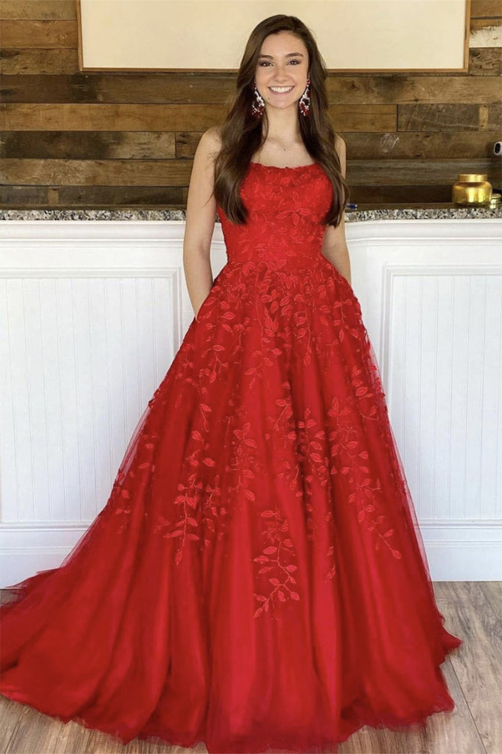 Princess Spaghetti Straps Prom Dress