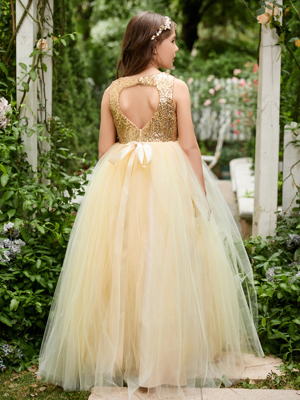 Ball-Gown/Princess Tulle Floor-length Champagne Flower Girl Dress