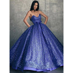 Sexy V-neck Royal Blue Long Prom Ball Gown with Pockets