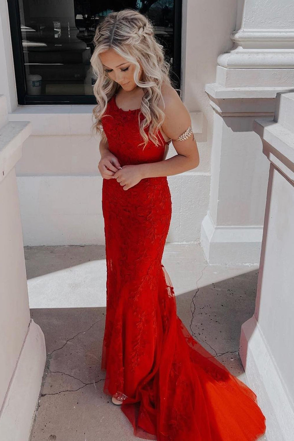 Mermaid Long Prom Dress Backless Evening Dress