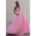 Plunging V-neck Pink Sparkly Prom Dress with Pockets