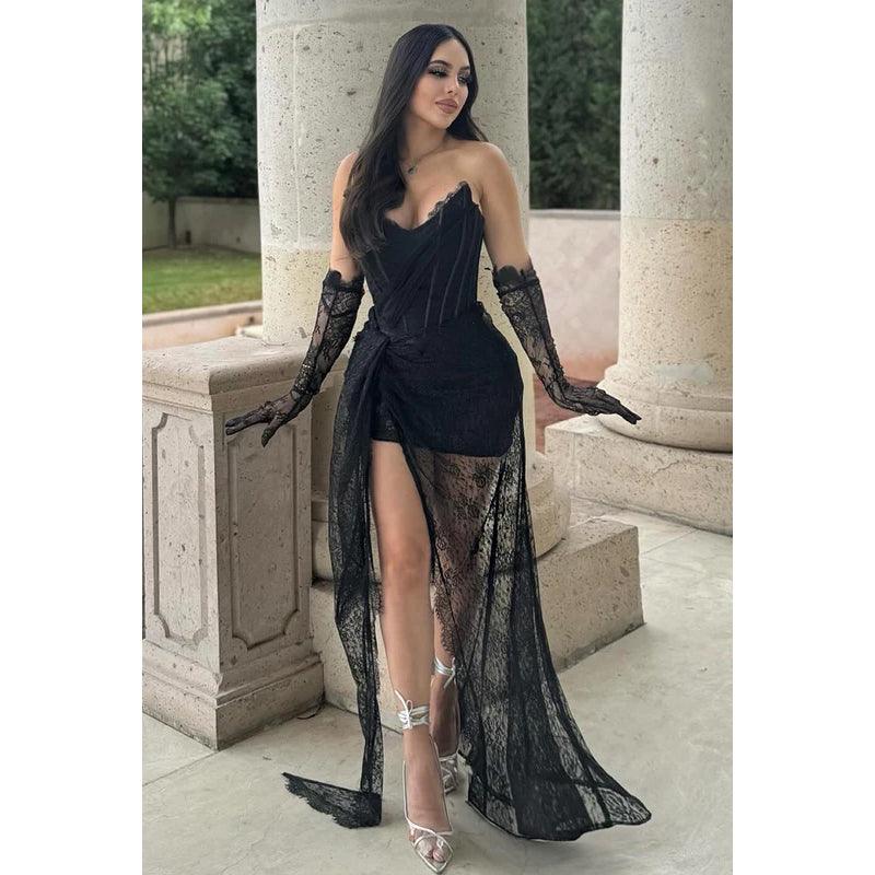 Sexy & Hot Lace Embroidery Appliques V-Neck Sleeveless Evening Party Prom Dress