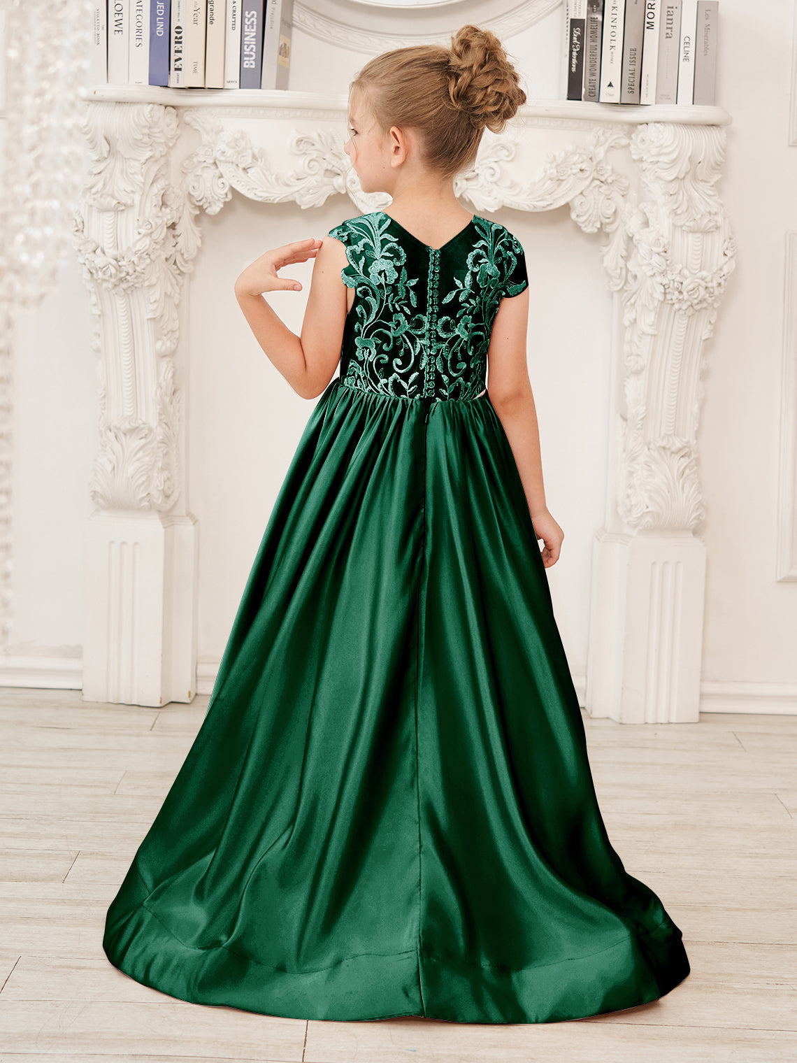 A-line Lace Satin Floor-length Flower Girl Dress