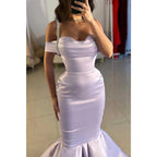 Trumpet Sweetheart Spaghetti Straps Satin Party Prom Evening Dress