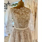 Elegant Floral Lace Princess Three Quarter Sleeve Garden Wedding Dress Bride Wedding Gown Custom Made robe mariage femme