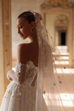 Elegant Long  A-line Strapless Lace Sweetheart Wedding Dresses
