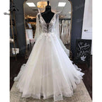 Elegant Princess Shiny Glitter Sleeveless Wedding Dress with Detachable Bow Backless Lace Applique  Women Vestidos de Fiesta