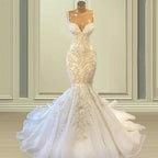 Elegant Sleeveless Sweetheart Lace Mermaid Wedding Dress