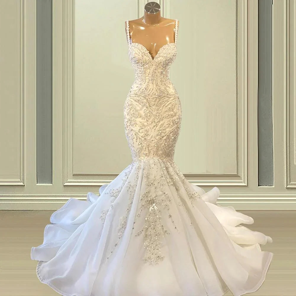 Elegant Sleeveless Sweetheart Lace Mermaid Wedding Dress