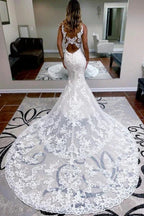 Elegant spaghettistraps sleeveless mermaid lace Wedding dresses