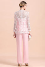 Elegant Strapless Appliques Mother of Bride Jumpsuit with Long Sleeves Wraps